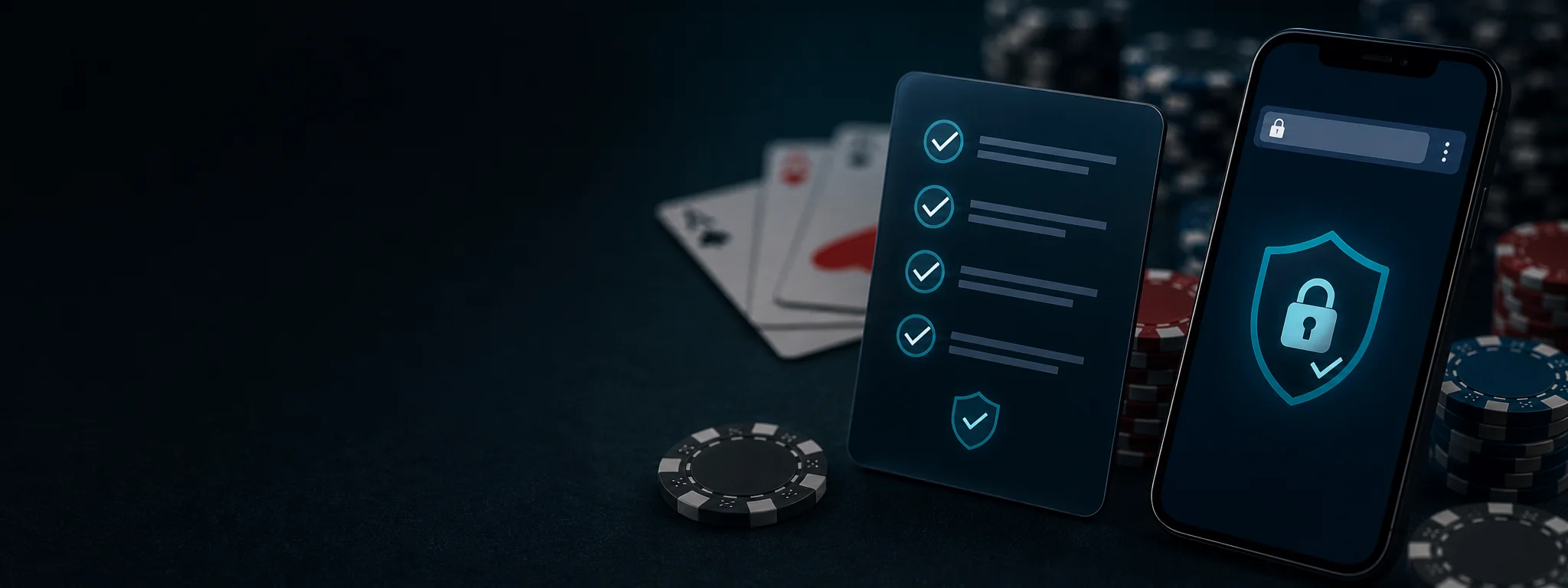 EfendiCasino doğru adres kontrolü için mobil cihaz, güvenlik kilidi ve kontrol listesi görseli.